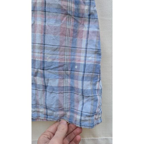 J.Jill Love Linen Womens Plaid Maxi Dress Medium Blue V-Neck Sleeveless Flaw - Picture 4 of 9